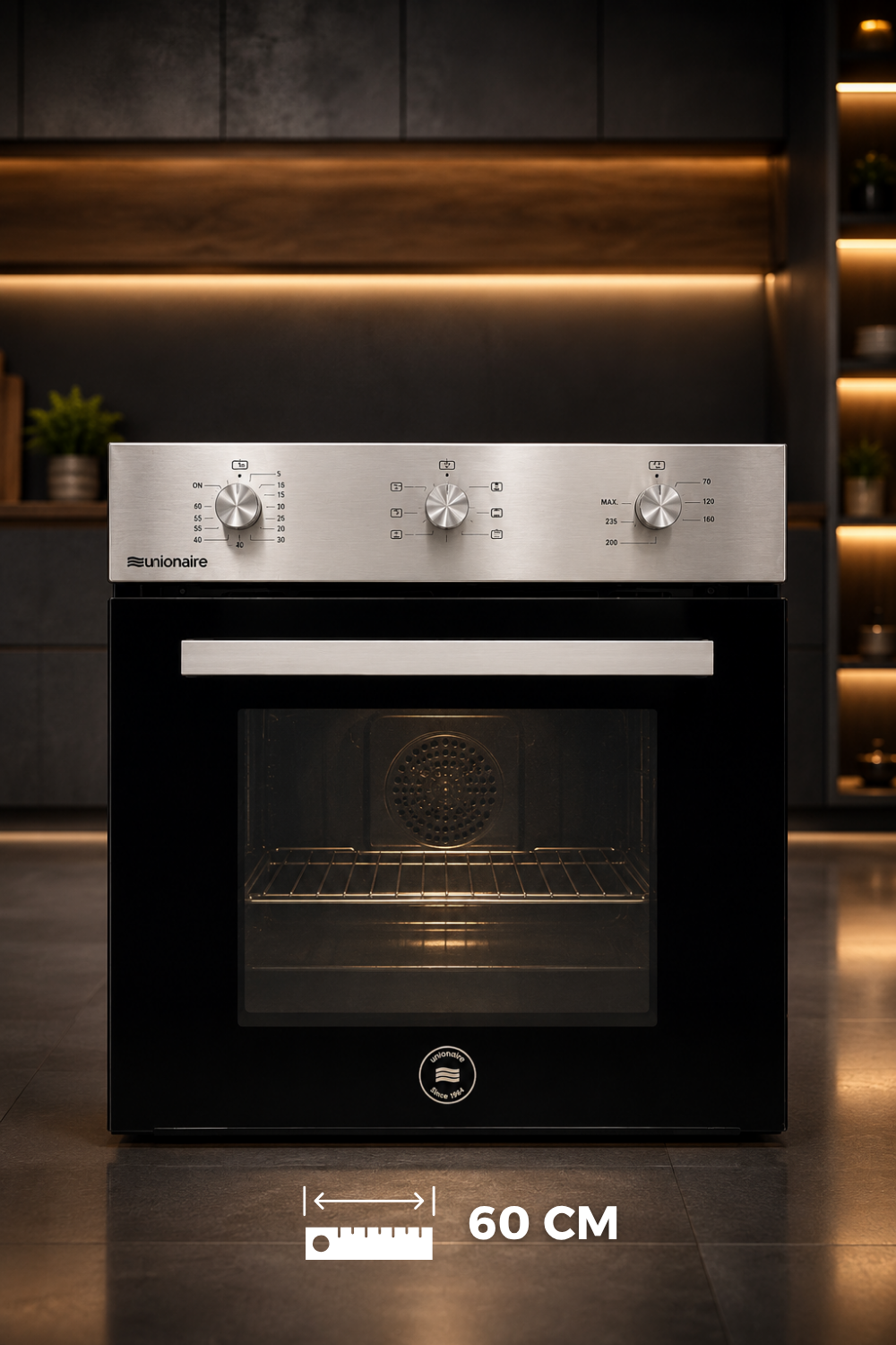 Raad Eljalid Products with description and Prices - 39 فرن يونيون اير بلت إن 60 سم ستانلس ستيل — 6 وظائف متعددة مع مروحة توزيع داخلية لطهي متوازن وأداء عملي بتصميم عصري أنيق - الصورة 1